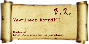 Vavrinecz Kornél névjegykártya